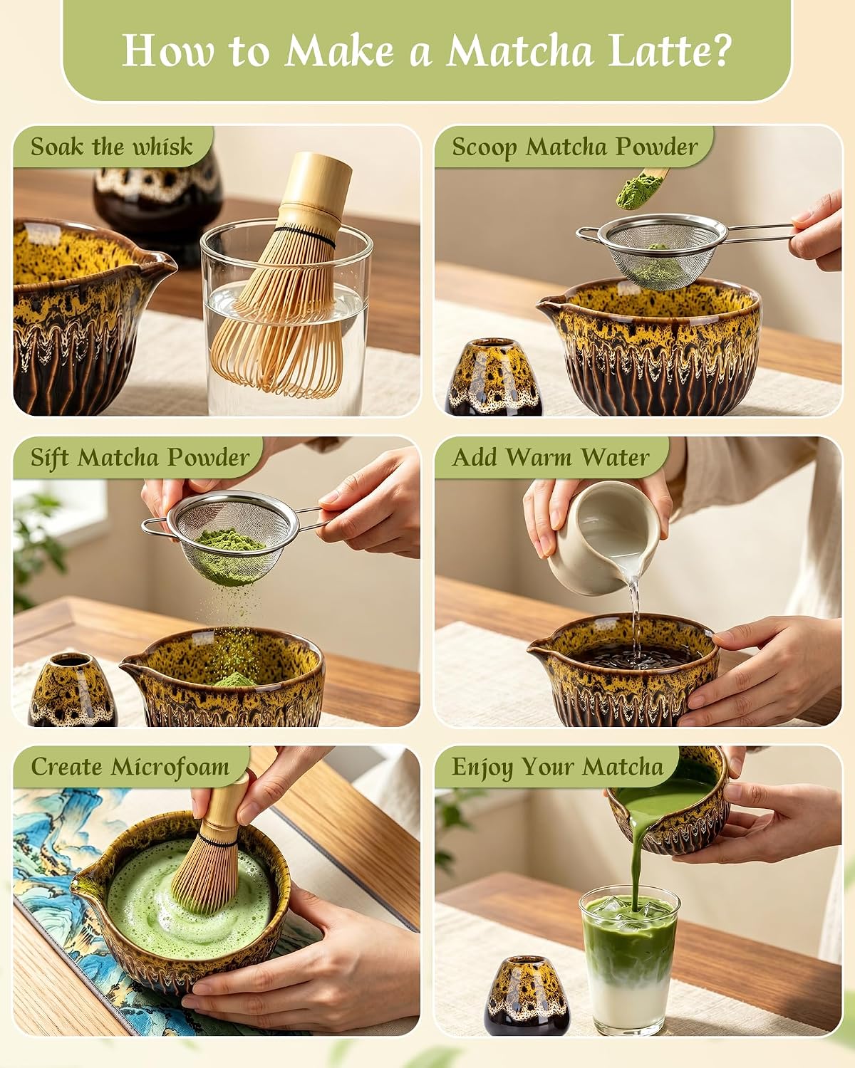7-Piece Matcha Starter Set – Amber Yellow