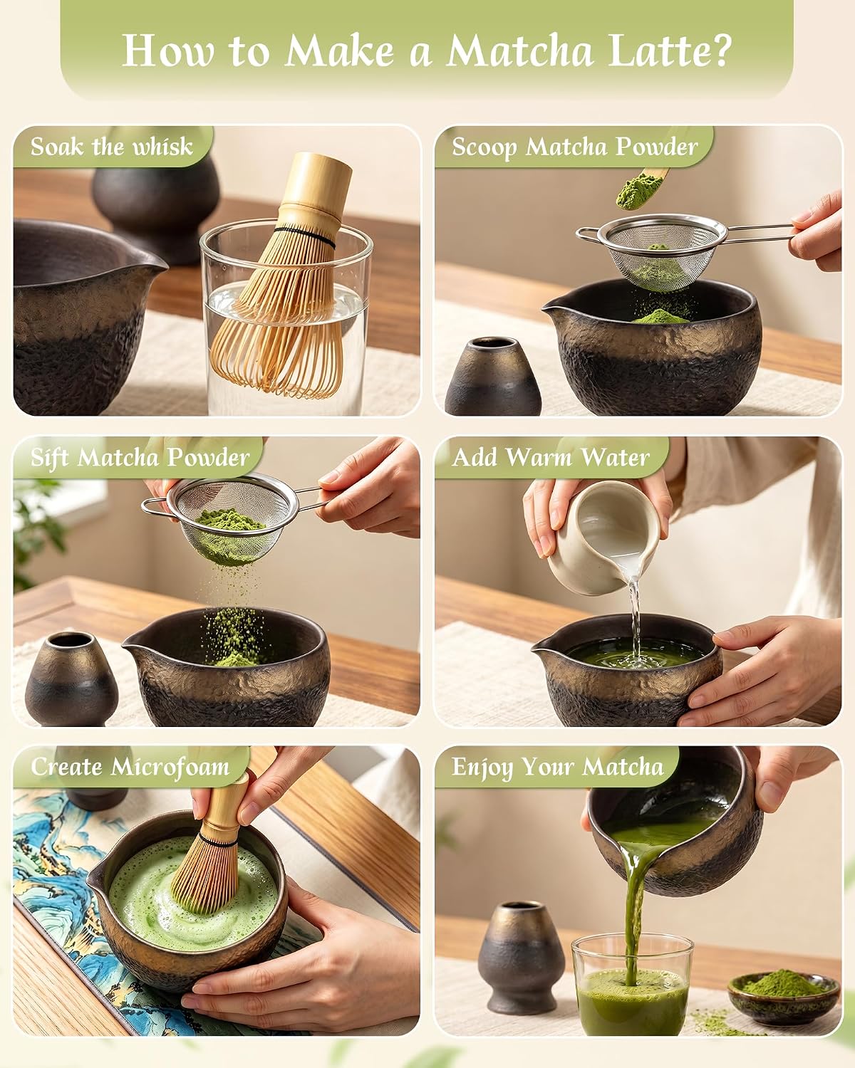 7-Piece Matcha Starter Set – Gilded Gold