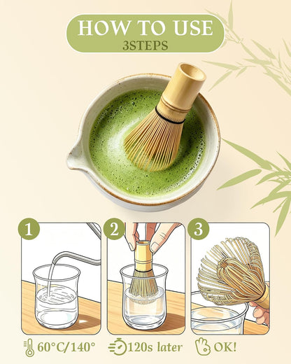 Bamboo Matcha Whisk – 1-Pack 76-Prong
